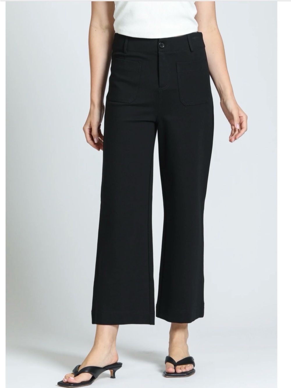 NWOT- APNY Women's High-Rise Wide Crop Pants - Black Buttery soft!!